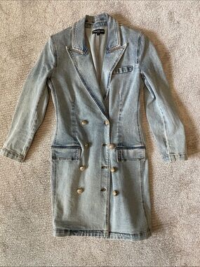 Generation Love Light Blue Double-Breasted Denim Coat